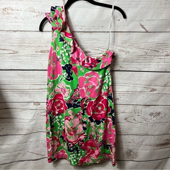 Lilly Pulitzer "Whinnie a Thing Called Love" Floral Silk Ruffle Dress Small - Picture 5 of 8